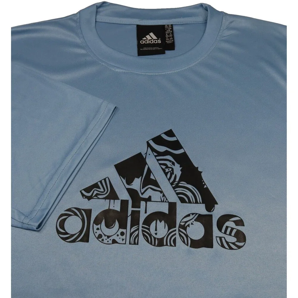NEW Adidas Dri -Fit Tee Shirt Blue Trefoil Logo on Front Mens Size 2XL NWT